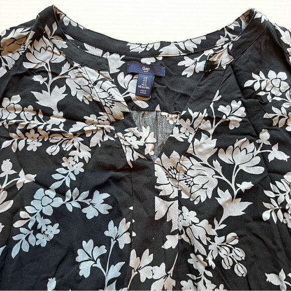 Gap dress/tunic top V neck Small black and gray floral - Picture 4 of 8